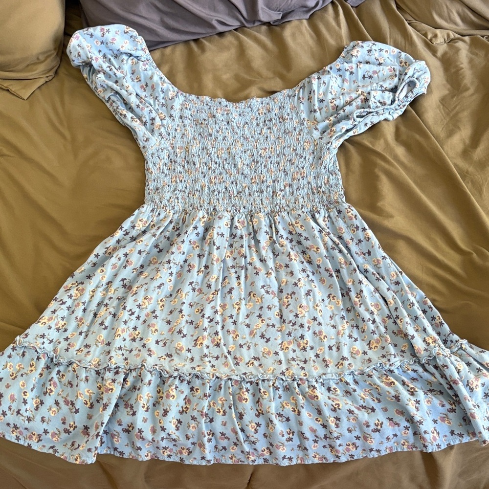 Floral Blue Kids Dress - Picture 3 of 3